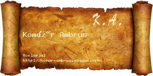Komár Ambrus névjegykártya