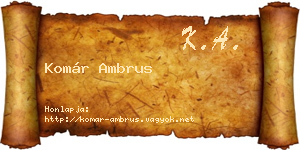 Komár Ambrus névjegykártya